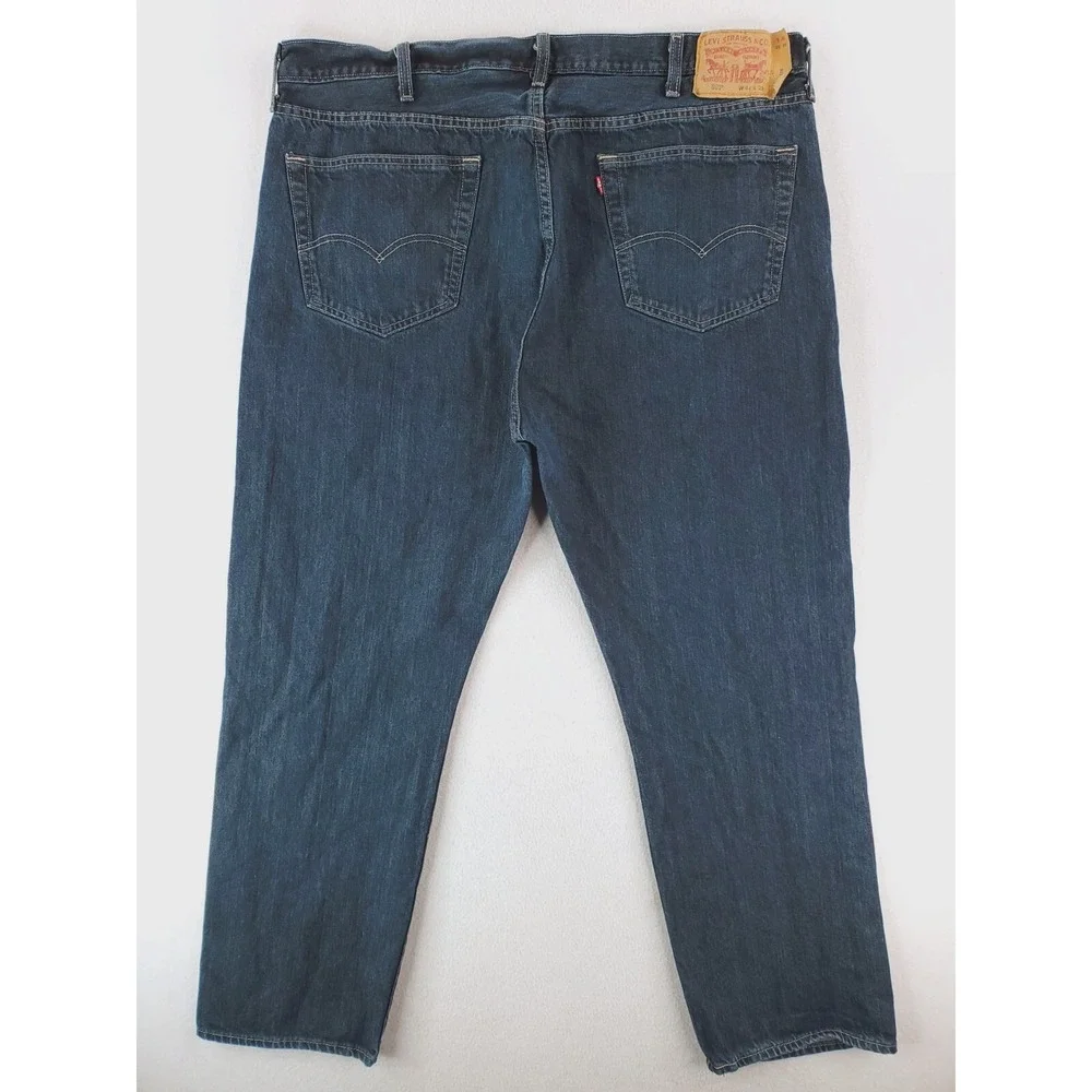 Levis 501 Jeans Mens 44x32 Blue Original Straight Button Fly Dark Wash Work Pant